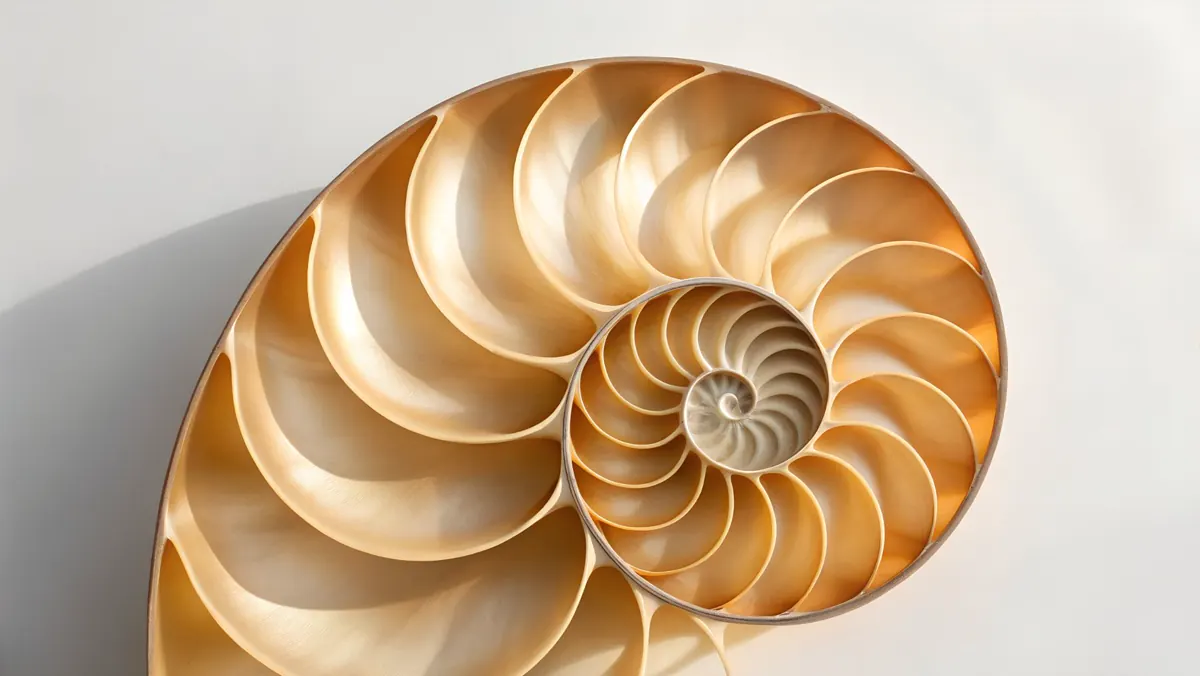 Una conchiglia di nautilus tagliata a metà
